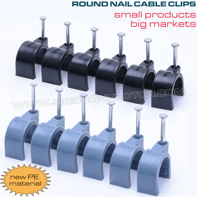 Ø2.5mm~25mm Cable Clips Plastic with Single Nail, Ø30mm~50mm Round Cable Clips with Double Nails for Cable Management