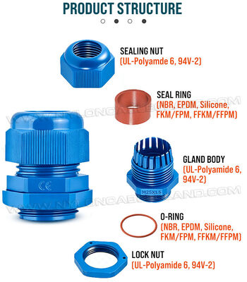 PG13.5 Long-Thread Color Plastic Cable Glands Nylon Polyamide, IP68 / IP69K, for Cables 6-12 mm or 5-9 mm
