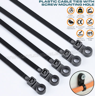 Opaska zaciskowa nylonowa (PA)6.6 z okrągłym otworem montażowym 300mm x 4.8, plastikowa pasek kablowy ze śrubą (50lbs) montowana opaska zaciskowa do wieszania przedmiotów