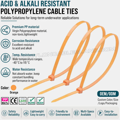 Polypropylen (PP) kabel 3,6x200mm, doskonała odporność chemiczna, kwasy i kwasów, niska absorpcja wody, dla przemysłu akwakultury