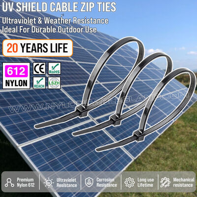 Opaska kablowa z nylonu 612 (poliamidu 612) odporna na promieniowanie UV 200 mm x 4,8 (Ø 3-50 mm), odporna na warunki atmosferyczne i korozję, do instalacji solarnych
