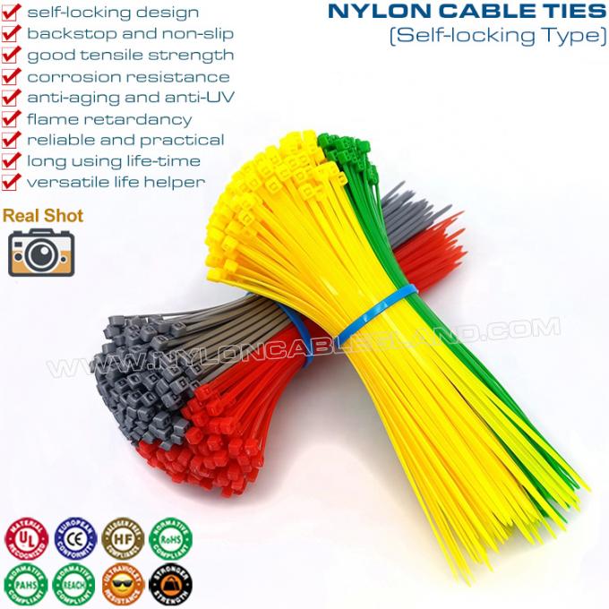 4-calowe kolorowe plastikowe opaski zaciskowe 2,5x100 mm, nylonowe paski kablowe 66 o wytrzymałości na rozciąganie 18 funtów do przewodów lub kabli