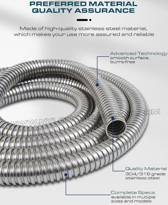 Metalowy wąż falowany przewód karbowany ze stali nierdzewnej 304/316, DN20 (O.D.24,3 mm x I.D.20 mm) 50 m/szpula, do ochrony kabli lub przewodów